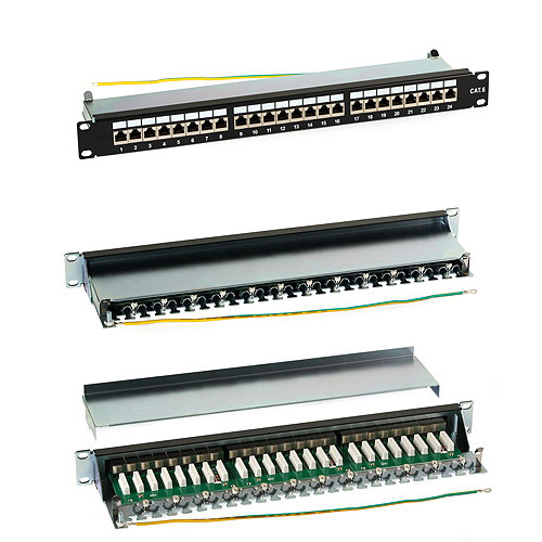 Patch Panel (1U, 24 FTP CAT6 portů + držák na kabel)